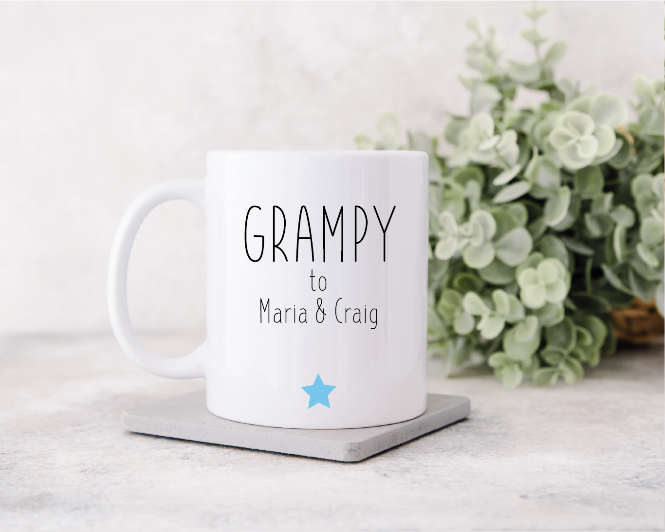 Personalised Grampy Mug with Children's Names - Blue Star