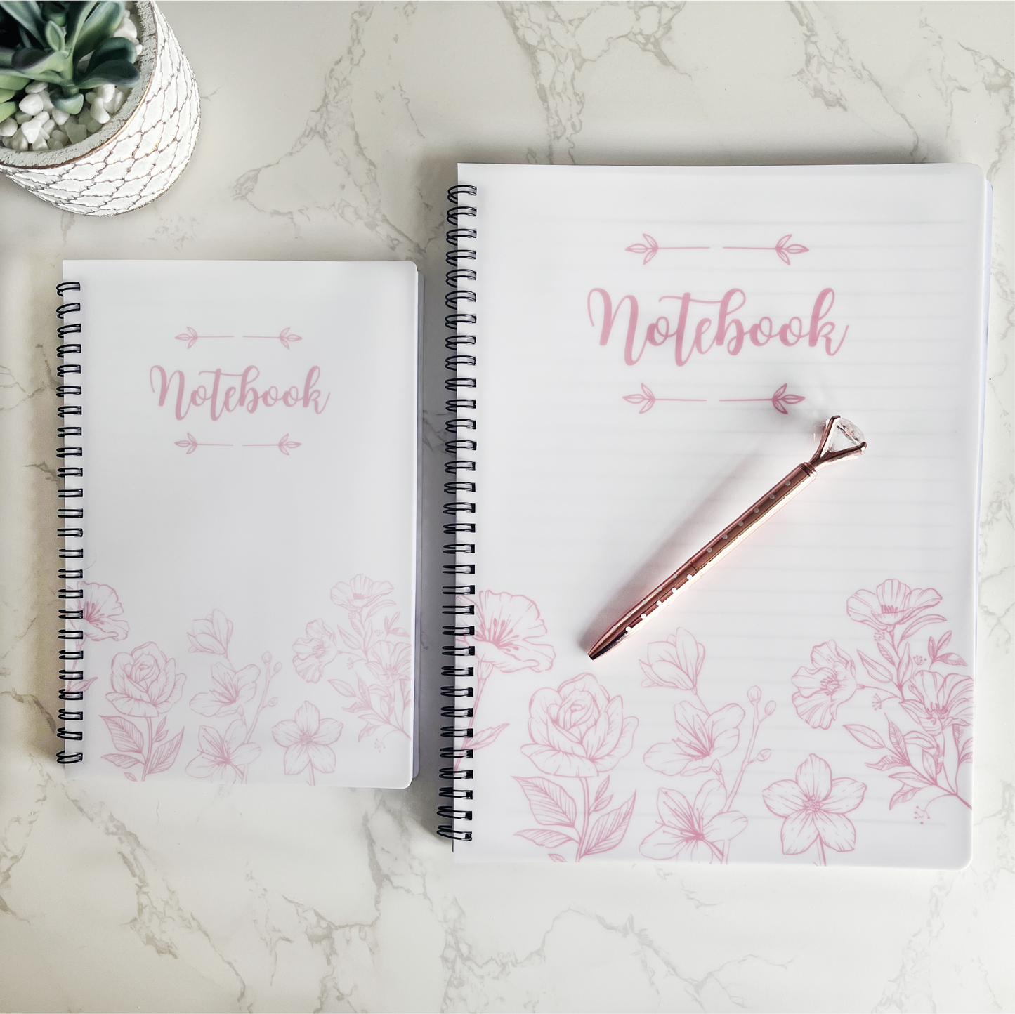 Pink Notebook with Floral Border