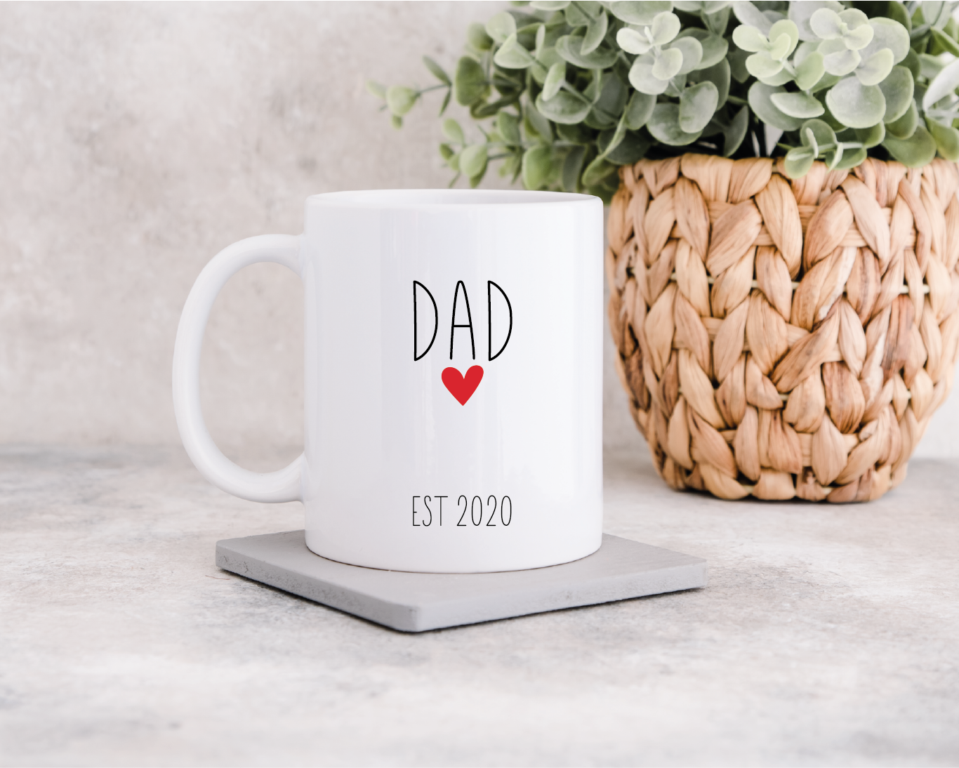 Dad Mug with EST date - Red Heart