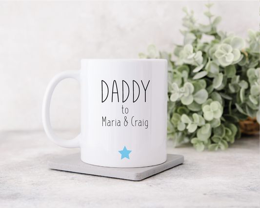 Personalised Daddy Mug with Children's Names - Blue Star