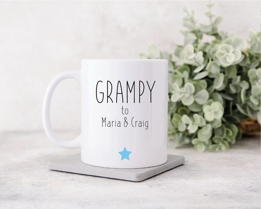 Personalised Grampy Mug with Children's Names - Blue Star