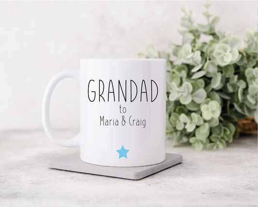 Personalised Grandad Mug with Children's Names - Blue Star