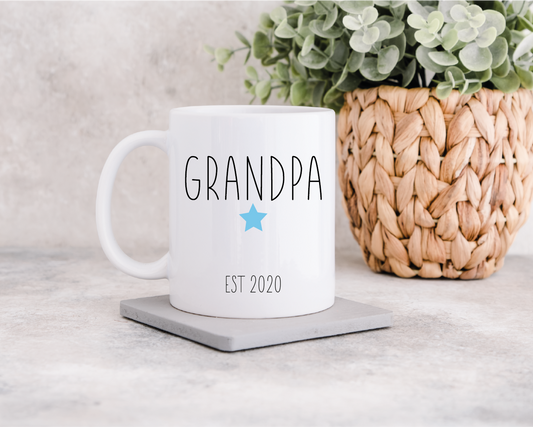 Grandpa Mug with EST date - Blue Star