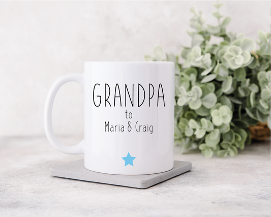 Personalised Grandpa Mug with Children's Names - Blue Star