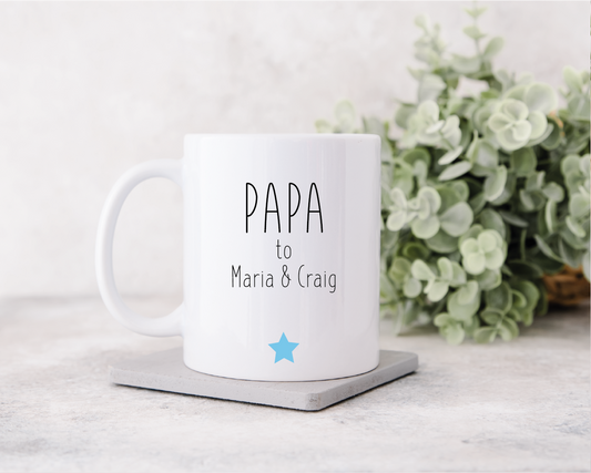 Personalised Papa Mug with Children's Names - Blue Star