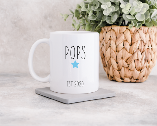 Pops Mug with EST date - Blue Star