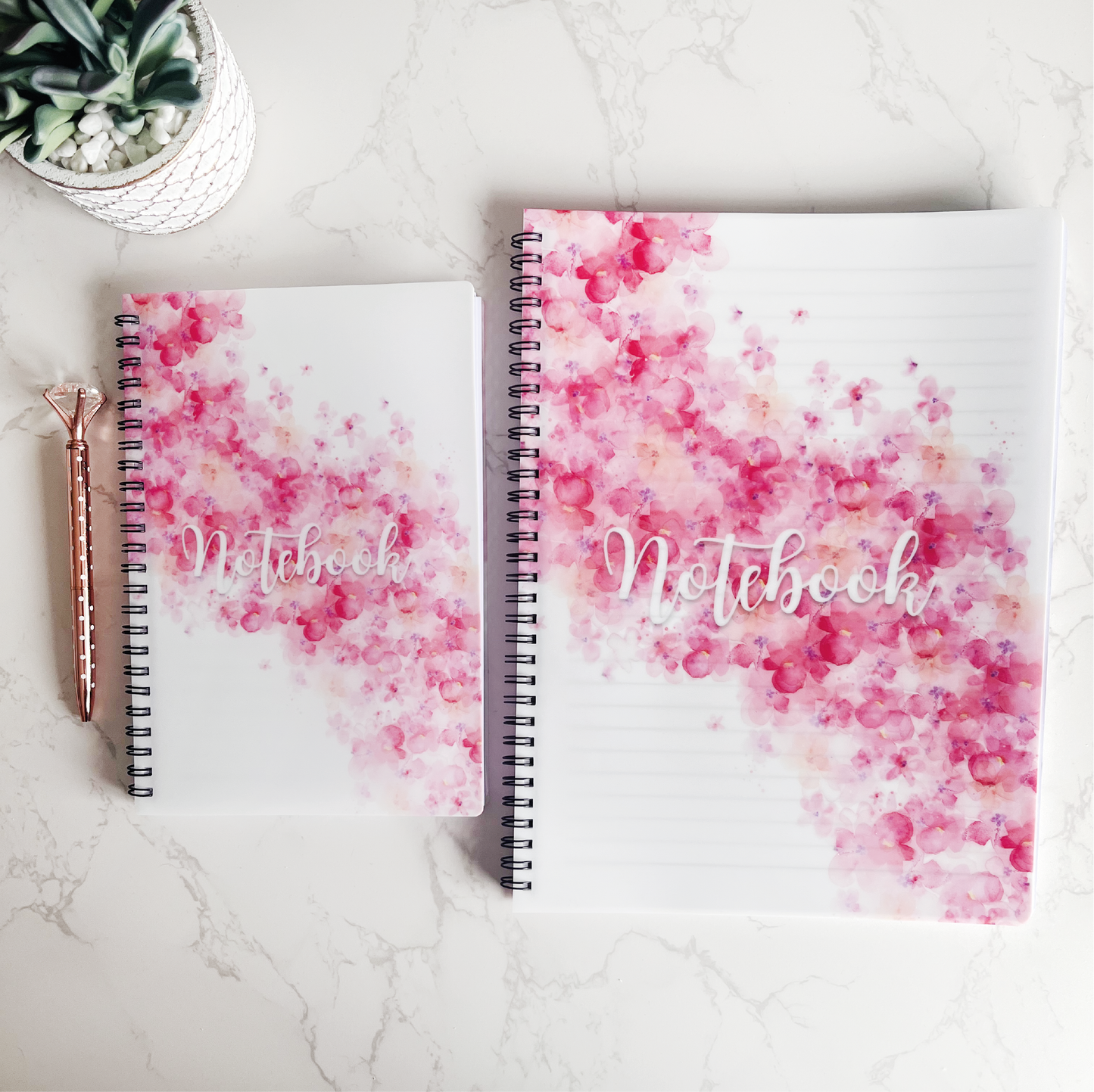 Pink Floral Watercolour Notebook