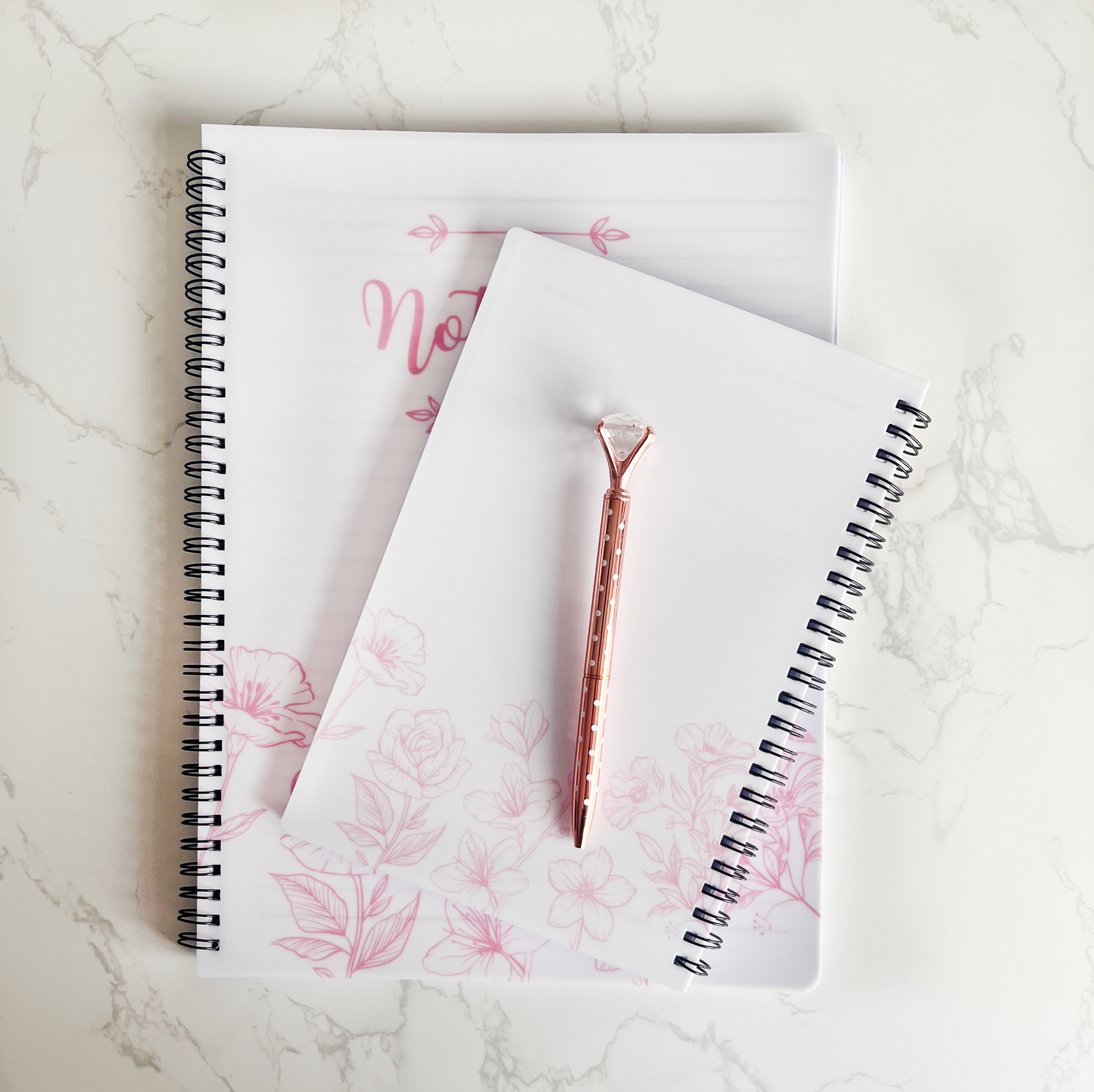 Pink Notebook with Floral Border