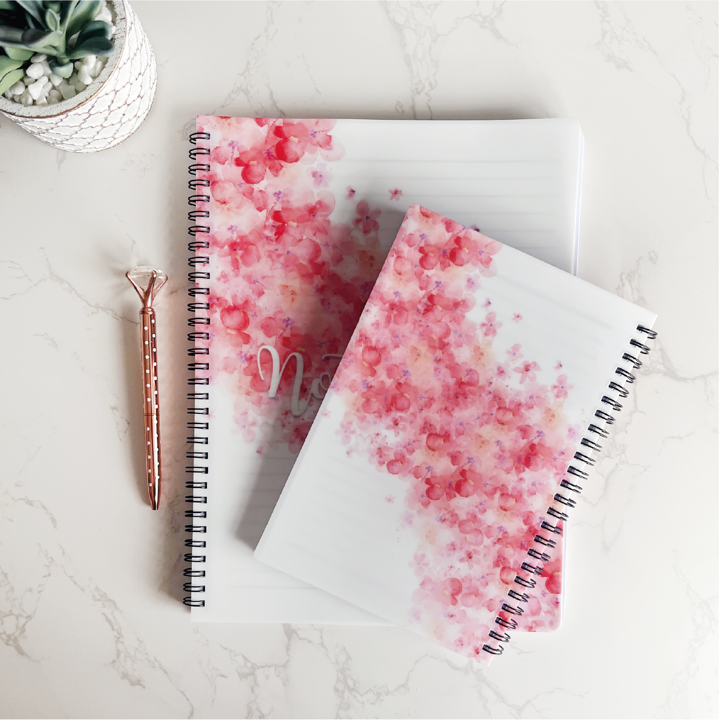 Pink Floral Watercolour Notebook